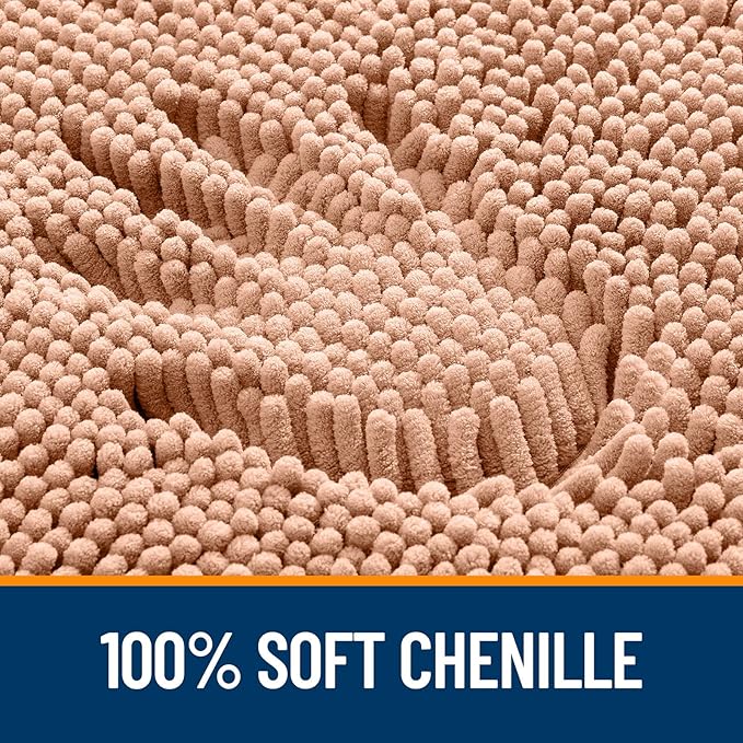 OLANLY Bathroom Rugs 50x30, Extra Soft Absorbent Chenille Bath Rugs, Rubber Backing Quick Dry, Machine Washable Bath Mats for Bathroom Floor, Tub and Shower, Home Decor Accessories, Peach