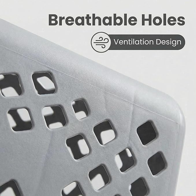(2-Pack) 2 Bushel Plastic Laundry Baskets with Handles, Featuring Ventilation Design. Suitable for Laundry and Storage. Applicable to Bedrooms, Bathrooms, Dormitories. Convenient to carry. (Grey)