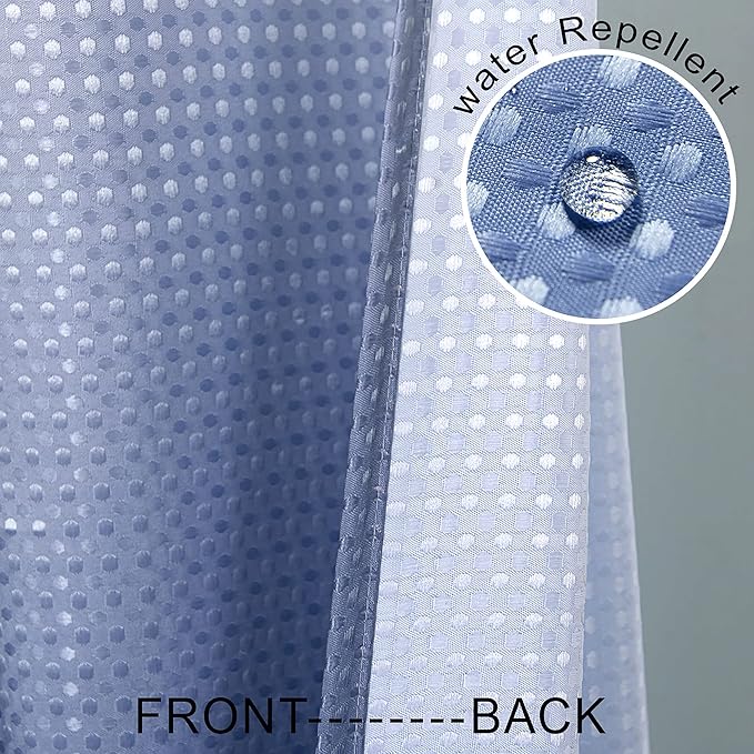 Mrs.Naturall Navy Blue Shower Curtain,Nautical Masculine Men Ombre Dark Blue Pattern Shower Curtains for Bathroom,Set with Hooks,Blue and White
