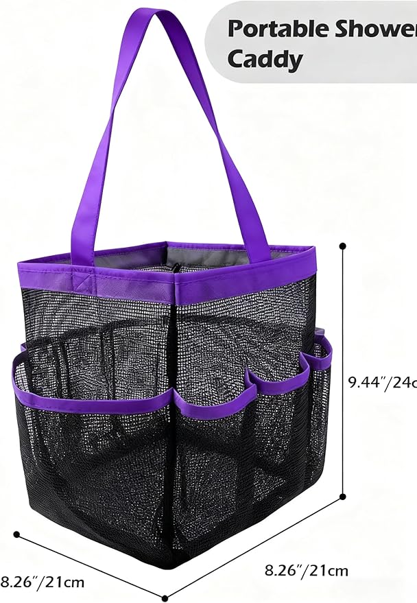 Mesh Shower Caddy Bathroom Portable College Dorm Essentials for Girls Guys Shower Tote Beach Camp Travel Hanging Toiletry Bag Purple