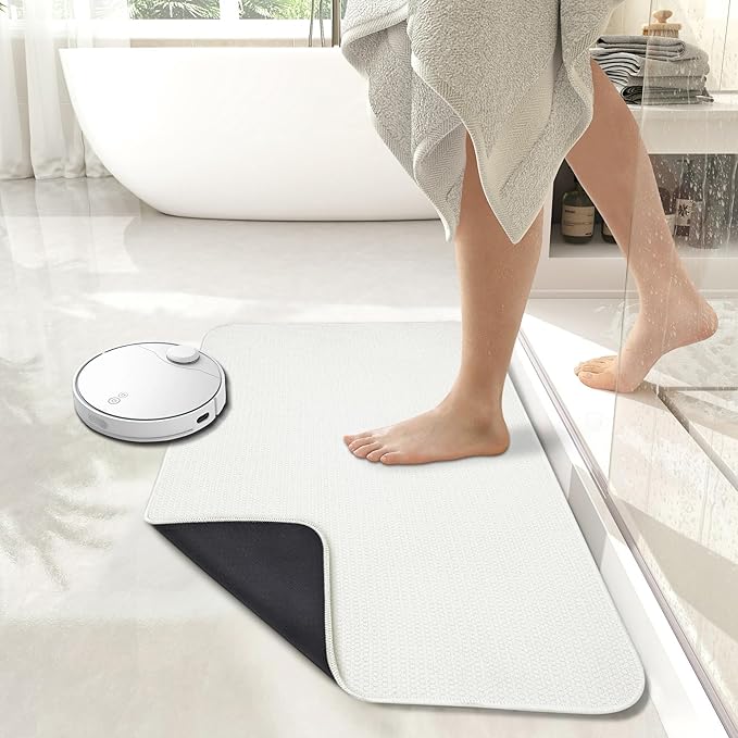 Bath Mat,Ultra Thin Bathroom Rugs,Rubber Bath Mats for Bathroom,No Slip Bath Rugs,Quick Dry,Machine Washable,Low Pile,Absorbent,Shower Outside,Sink,Home Decor Accessories.Cream,2'x3'(24x36inch)