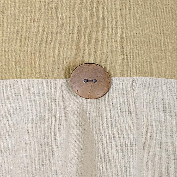 Farmhouse Cotton Button Natural Neutral Color Shower Curtain,Pleated Linen Color Cotton Blend Woven Fabric,Country Style,72x72 in for Bathroom