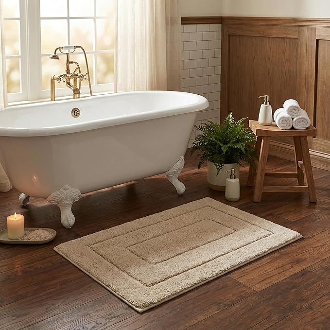 GRANNY SAYS Bathroom Rugs Non Slip, 24" x 36", Bath Rugs for Bathroom Washable, Bath Mats for Bath Floor, Microfiber Bath Mat for Tub, Absorbent Bath Rugs for Bath, Khaki