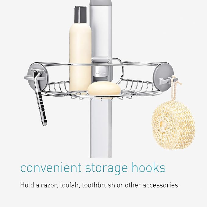 simplehuman 9' Tension Pole Shower Caddy, Stainless Steel and Anodized Aluminum