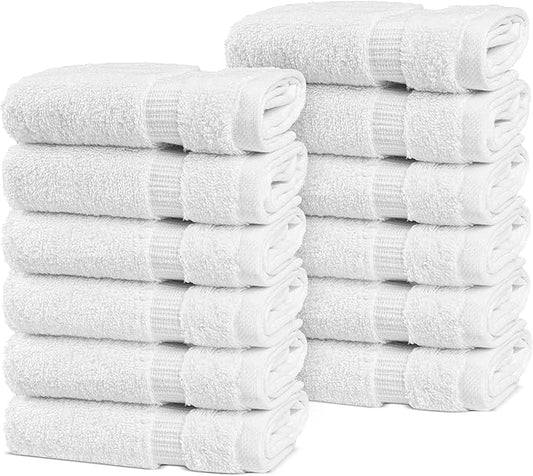 Chakir Turkish Linens | Hotel & Spa Quality 100% Cotton Premium Turkish Towels | Soft & Absorbent (12-Piece Washcloths, White)