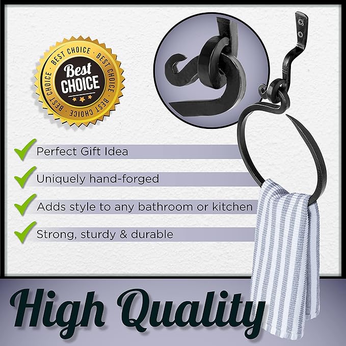 Wrought Iron Towel Ring - A Touch Of Artisanal Charm To Your Kitchen Or Bathroom With Our Handmade Towel Rack. Crafted By Blacksmiths, This Rustic Towel Rack Will Add A Timeless Elegance To Your Space