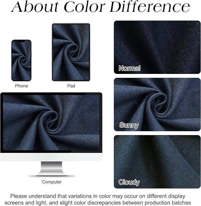Naturoom Navy Blue Shower Curtain for Bathroom, Linen Textured Weighted Hem Cloth Shower Curtain Set with Hooks, Simple Hotel Luxury Men Nautical Bath Accessories Decor,72x84, Dark Blue