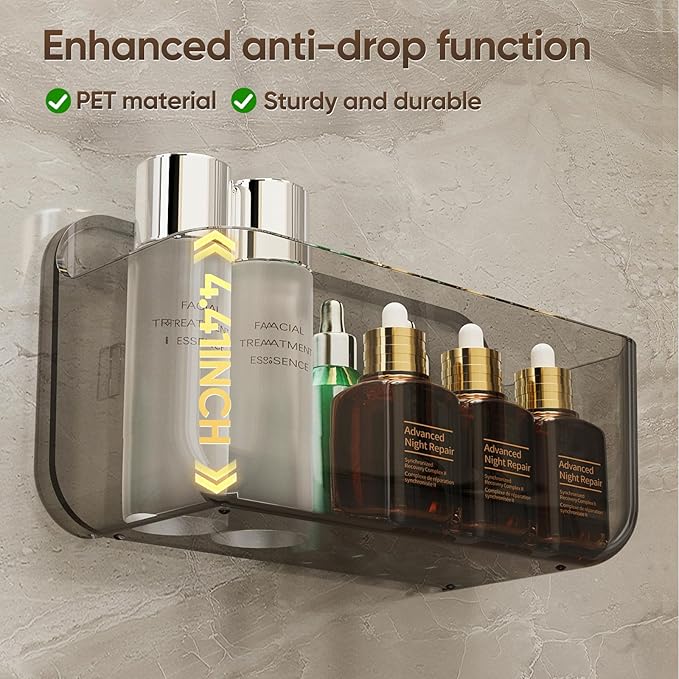 Acrylic Shower Caddy,6 Pack Acrylic Rustproof Shower Organizer with Large Capacity,No Drilling Shelves for Bathroom Storage & Home Decor (Grey)