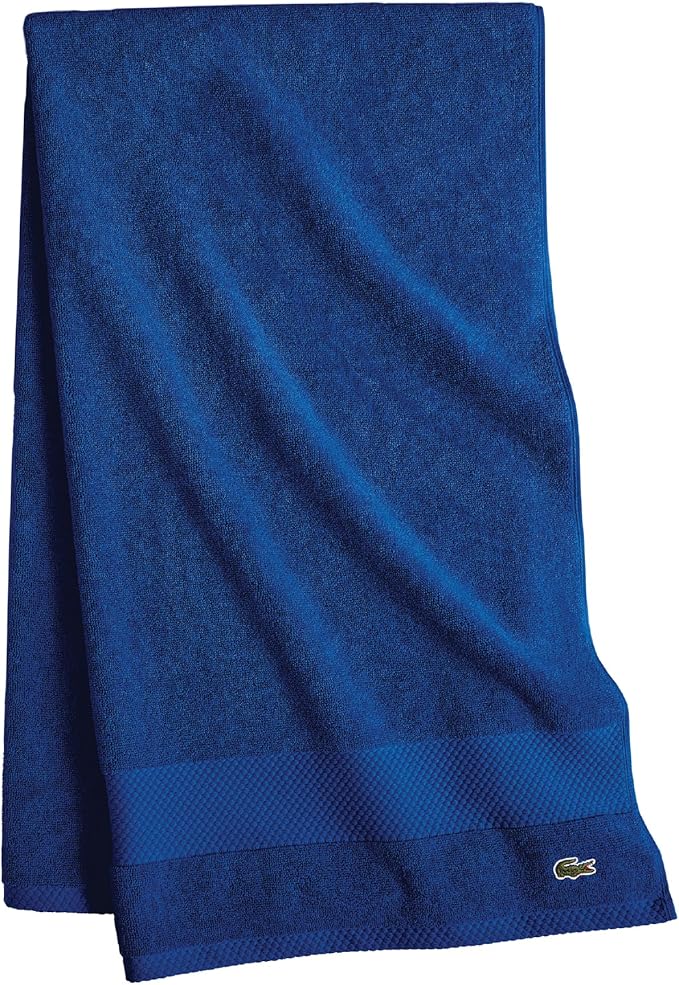 Lacoste Heritage 100% Supima Cotton Bath Sheet, Surf Blue, 35" x 70" – Highly Absorbent & Quick Drying, Premium Super Soft Bath Towel, Bathroom Essential, Gift for All Occasions, Machine Washable