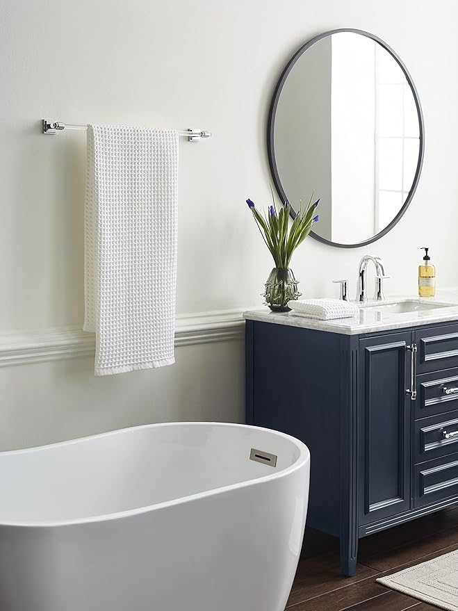 Amerock BH36064C26 | Clear/Chrome Towel Bar | 24 in (610 mm) Towel Rack | Glacio | Bathroom Towel Holder | Bathroom Hardware | Bath Accessories