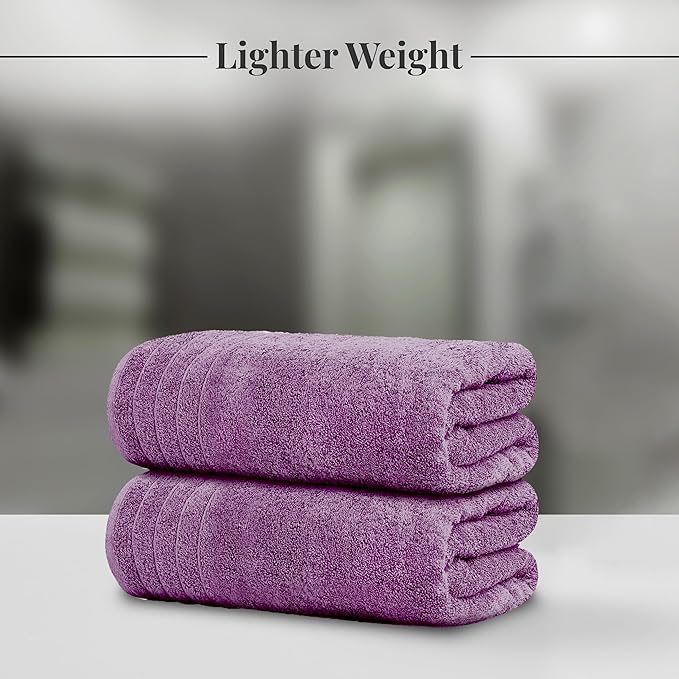 Tens Towels Pack of 8 Towels Set, 2 Extra Large Bath, 2 Hand, 4 Washcloths, 100% Cotton, Lighter Weight, Quicker to Dry, Super Absorbent, Perfect for Bathroom, Purple