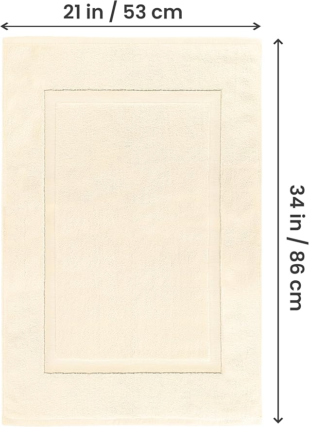 Utopia Towels Cotton Banded Rug, Bath Mats, Not a Bathroom Rug, 21 by 34 Inches, 100% Ring Spun Cotton, Highly Absorbent Shower Bathroom Floor Mat, Ivory, 2 Pack