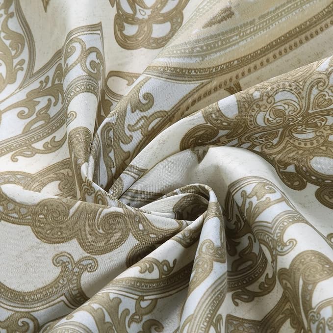 Hudson Taupe Waterproof Polyester Tan Fabric Yellow Paisley Printed Ivory Stall Shower Curtain,Beige Decorative Khaki Classic Bathroom Curtains,Small 62" W x 72" L