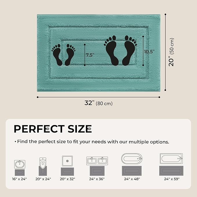 GRANNY SAYS Bathroom Rugs Non Slip, 20" x 32", Bath Rugs for Bathroom Washable, Bath Mats for Floor, Microfiber Bath Mat for Tub, Absorbent Bath Rugs for Shower Room, Sage Green