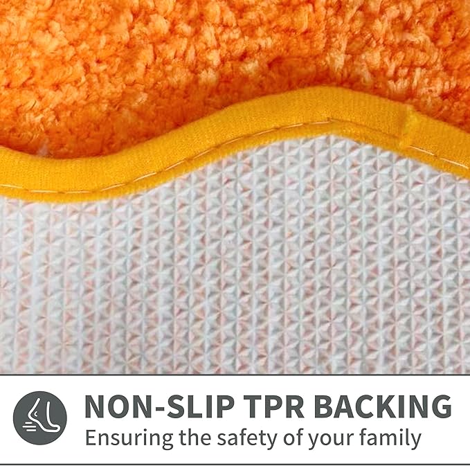 Scalloped Orange Bathroom Rugs Mat,Non Slip Absorbent Quick Dry Bath Mats for Shower Room,Plush Microfiber Bath Rug for Bathroom Floor Washable Carpet for Shower Tub Sink Bedroom,20"x32"