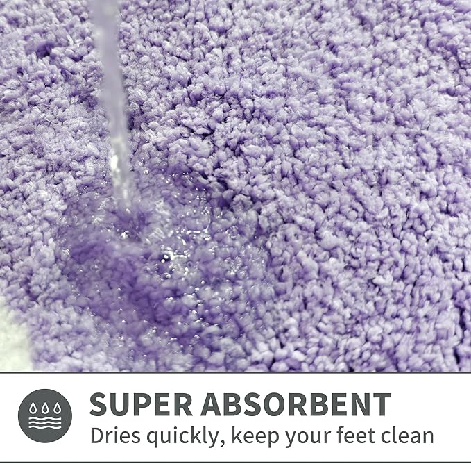Cute Scalloped Purple Bathroom Rugs Mat,Non Slip Absorbent Quick Dry Bath Mats for Shower Room,Microfiber Bath Mats for Bathroom Floor Washable Carpet for Shower Tub Sink Bedroom,20"x32"