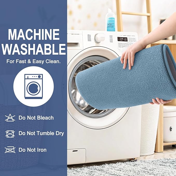 OLANLY Thick Memory Foam Bath Mat Rug 44x32, Extra Soft Absorbent Bathroom Rug, Quick Dry Bath Mats, Non-Slip, Machine Washable Carpet for Bathroom, Tub and Shower, Home Decor Accessories, Airy Blue