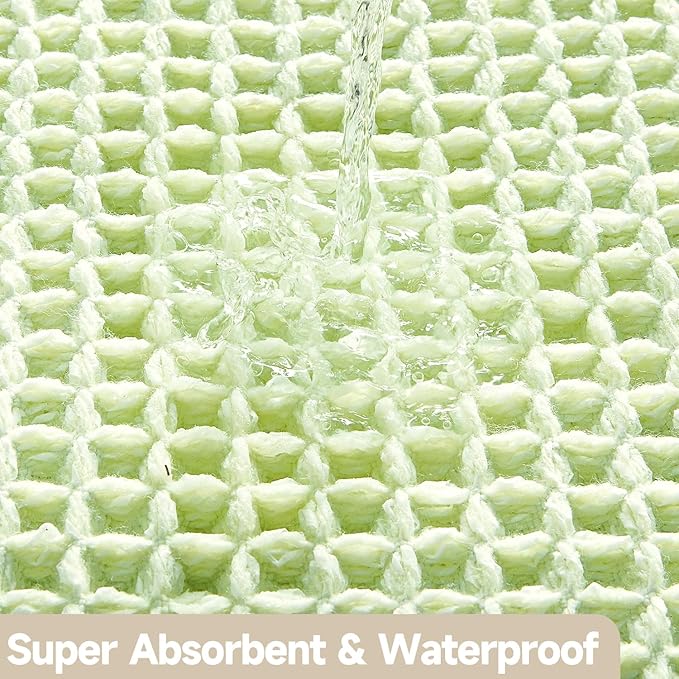 Waffle Bath Mat, Boho Bathroom Rugs Non Slip Washable Super Absorbent Quick Dry Cute Bath Mat Farmhouse Bathroom Decor, 36"x24" Pale Green