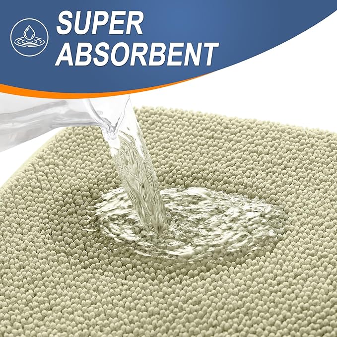 OLANLY Thick Memory Foam Bath Mats Rugs 36x24, Extra Soft Absorbent Bathroom Rug, Quick Dry Bath Mat, Non-Slip, Machine Washable Carpet for Bathroom, Tub and Shower, Home Decor Accessories, Vanilla