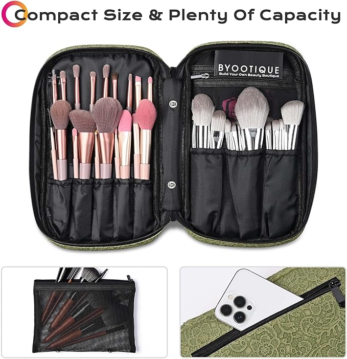 BYOOTIQUE 4in1 Rolling Makeup Case with 2 Makeup Brush Bag, Professional Cosmetic Train Case on Wheels for Makeup Artist Travel Hairstylist
