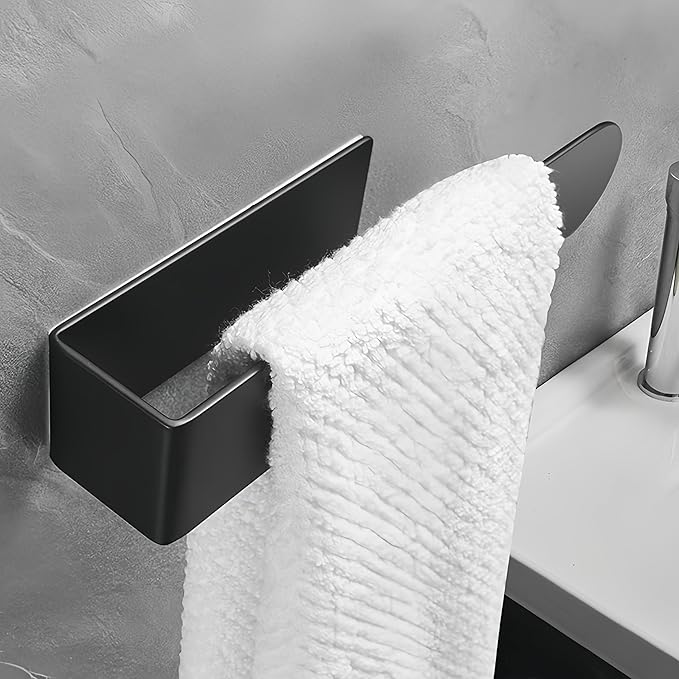 SEIDO Hand Towel Holder, Heavy Duty Self Adhesive Towel Bar ?€? No Drill Stick on Wall, SUS 304 Stainless Steel Towel Rack for Small Bathroom, Kitchen, RV, Matte Black