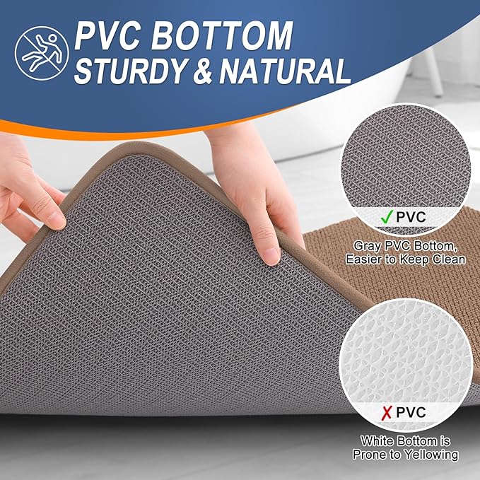OLANLY Thick Memory Foam Bath Mat Rug 70x24, Extra Soft Absorbent Bathroom Rug, Quick Dry Bath Mats, Non-Slip, Machine Washable Carpet for Bathroom, Tub and Shower, Home Decor Accessories, Mocha