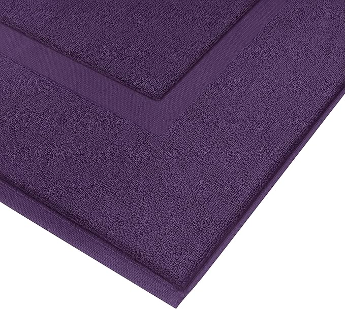 Utopia Towels Cotton Banded Rug, Bath Mats, Not a Bathroom Rug, 21 by 34 Inches, 100% Ring Spun Cotton, Highly Absorbent Shower Bathroom Floor Mat, Plum, 2 Pack