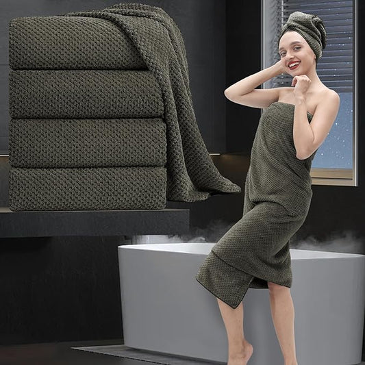 Extra Large Bath Towel Set of 4 (35"x70"),Oversized Bath Sheet Super Soft Highly Absorbent Jumbo Bathroom Towel Set Microfibers Quick Dry Shower Towel for Hotel,Bathroom,Guest,Spa,Gym (Brown)
