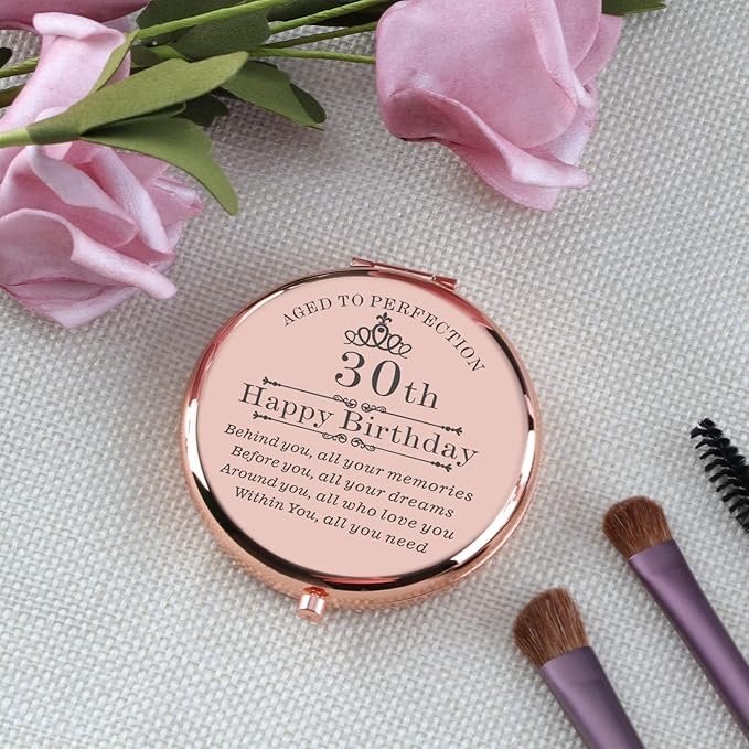 30th Birthday Gifts for Women Rose Gold Compact Makeup Mirror Happy 30th Birthday Gift Ideas for Women 30th Birthday Present for Daughter Niece Sister Friends