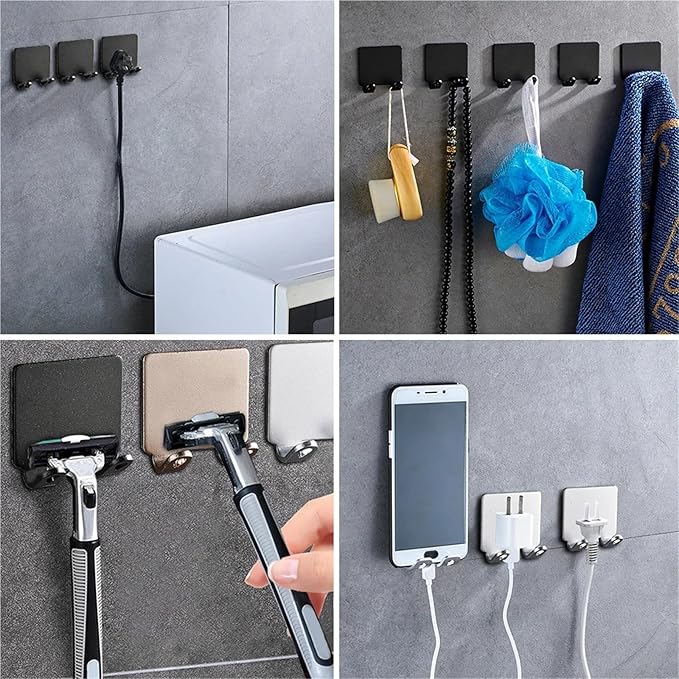 1PCS Punch Free Shaving Razor Holder Men Shaving Shaver Storage Hook Wall Shelf Bathroom Rack Wall Kitchen Accessories(Black)
