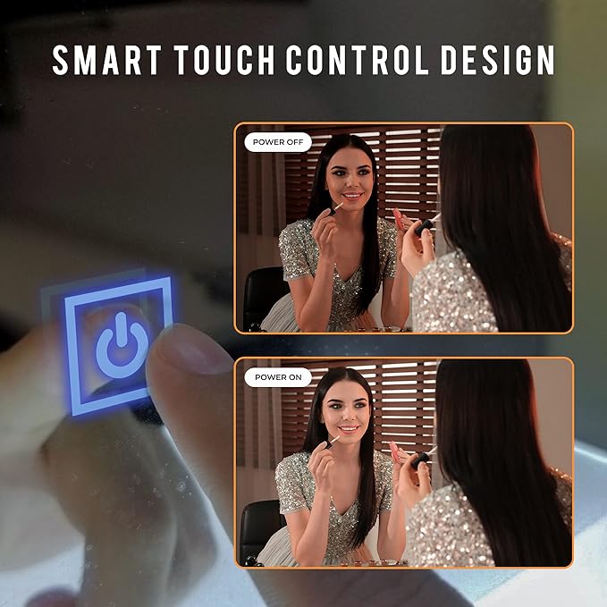 30x60 Inch Rectangular LED Bathroom Mirror with Lights Front and Backlit, 3 Color Modes, Touch Dimmer, Anti-Fog - Wall Mounted Vanity Mirror for Bathroom, Bedroom - Fab Glass and Mirror
