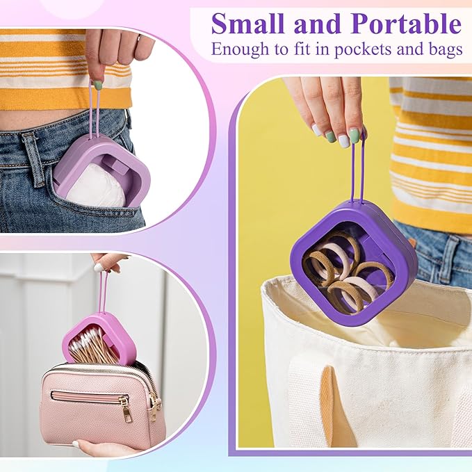 Kathfly 4 Pcs Hair Tie Organizer Portable Accessory Containers Stackable Bobby Pin Holder Home Cotton Swab Dispenser Holder Travel Hair Accessories Jewelry Organizer