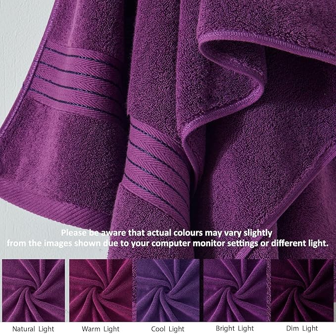 COZYART Luxury Purple Bath Towels Set, Turkish Cotton Hotel Large Towels for Bathroom, Thick Bathroom Set of 3 with 1 Bath Towel, 1 Hand Towel, 1 Washcloth, 650 GSM