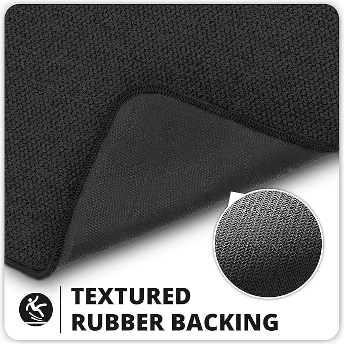 Bath Mat,Ultra Thin Bathroom Runner Rugs,Large Bath Mats for Bathroom,Quick Dry,Non-Slip,Machine Washable,Low Pile,Bath Rug,Shower Outside,Sink,Home Decor Accessories.Black,2'x6'(24x72inch)