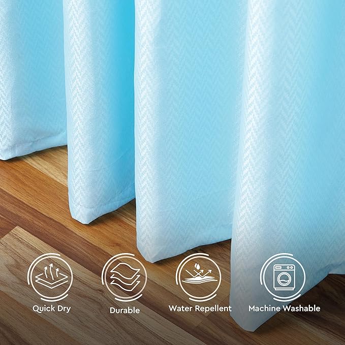 Encasa XO Luxury Jacquard Shower Curtain ZZ Light Blue 72x72 in | Rustproof, Wrinkle-Free, Water-Repellent & Machine Washable | Elegant Heavy Fabric for Bathroom Decor & Bathtub Use