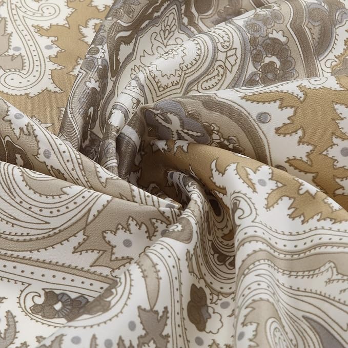 Palermo Khaki Classic Polyester Waterproof Fabric Paisley Shower Curtain,Printed Decorative Taupe Bathroom Curtains,72" W x Extra 84" L