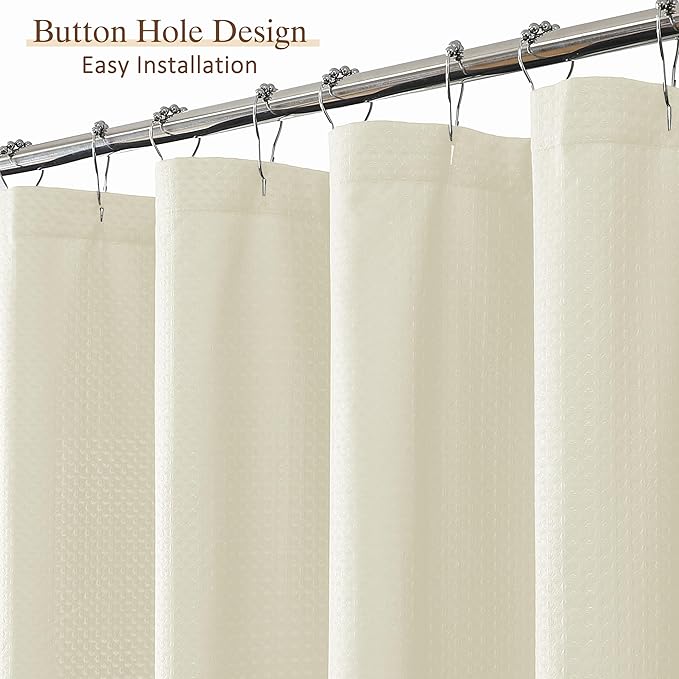 Aiyufeng Waterproof Fabric Shower Curtains for Bathroom，Dot Like Embossed Textured Soft Polyester Cloth Stall Shower Curtain，Hotel Luxury Quality Machine Washable，36Wx72L，Cream