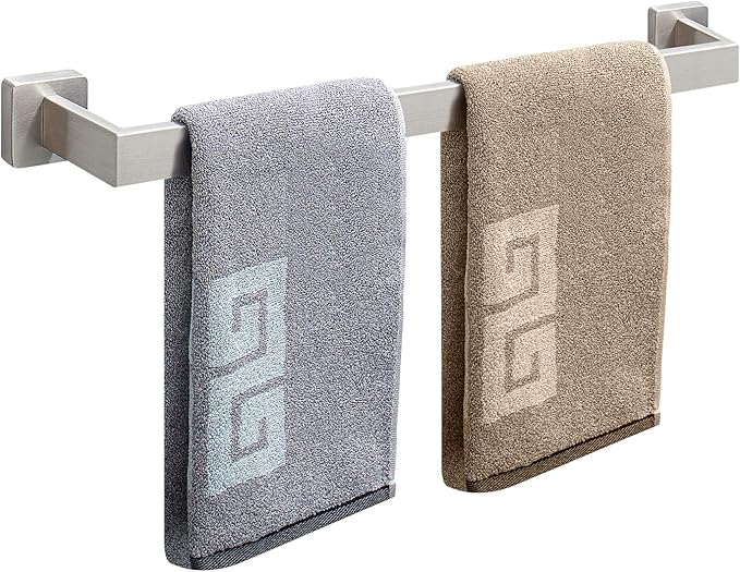 NearMoon Towel Bar, Bath Accessories Premium Thicken Stainless Steel Square Shower Towel Rack for Bathroom, Towel Holder Wall Mounted (1 Pack, Brushed Nickel, 27 Inch)