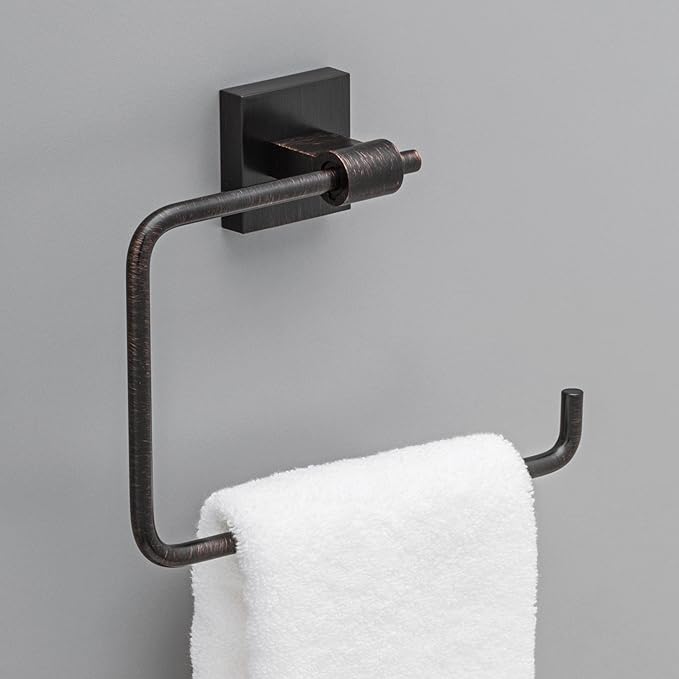 Franklin Brass Maxted (1-Pack) Hand Towel Holder Venetian Bronze Towel Racks for Bathroom Wall Square Towel Ring Holder for Bath Towel Hanger for Kitchen, Bathroom Accessories MAX46-VBR