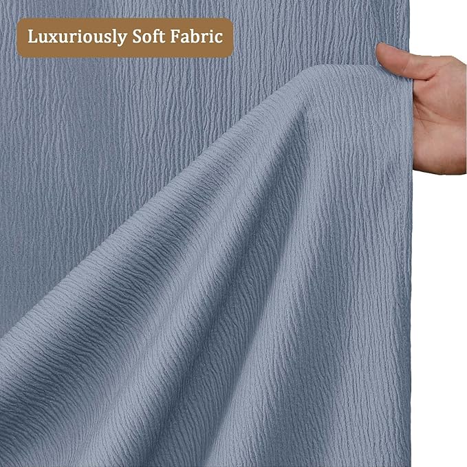 Aiyufeng Fabric Sky Blue Extra Long Shower Curtain for Bathroom, 3D Textured Shower Curtain 96 Inch Long Soft Cloth & Hotel Spa Quality, Large Hotel Bathroom Curtain Boho Style, 72x96 Inches