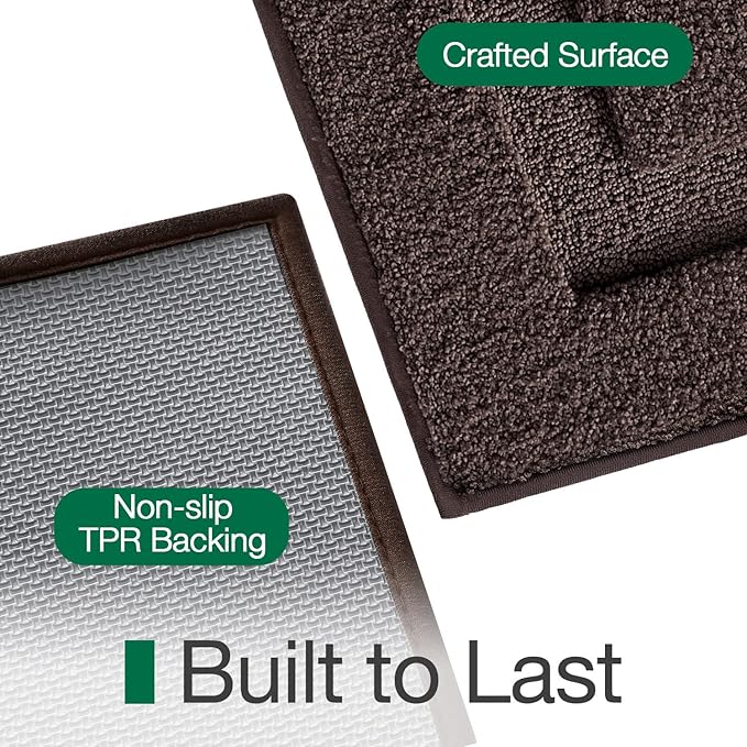 LUMI Large Ultra Soft Bathroom Rugs Non Slip with Rubber Backing, Absorbent Washable Bath Mat Quick Dry, Upgraded Premium Microfiber Plush Carpet for Bathtub and Shower Floor, Brown, 24x43