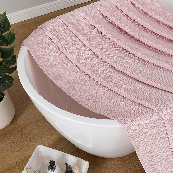 Aiyufeng 3D Textured Pink Shower Curtain for Bathroom, Fabric Shower Curtain Soft Cloth & Hotel Spa Quality, Luxury Boho Bathroom Curtains, Machine Washable, Pink, 72x72 Inches