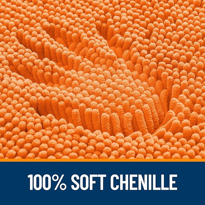 OLANLY Bathroom Rugs 45x27, Extra Soft Absorbent Chenille Bath Rugs, Rubber Backing Quick Dry, Machine Washable Bath Mats for Bathroom Floor, Tub and Shower, Home Decor Accessories, Orange