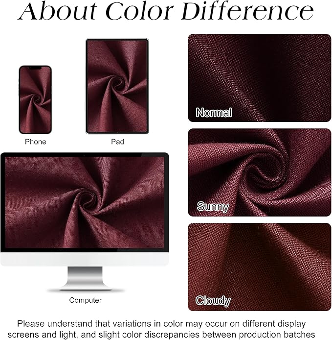 Naturoom Burgundy 36 Inch Shower Curtain - Stall Narrow Half Linen Ultra Thick Fabric Shower Curtain Set with Hooks, Boho Farmhouse Rustic RV Camper Bath Curtains for Bathroom, 36x72