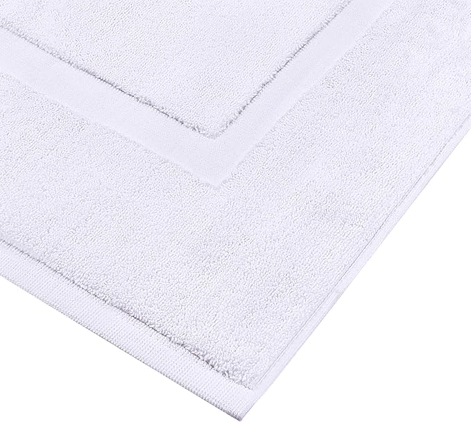 Utopia Towels Cotton Banded Rug Bath Mats, [Not a Bathroom Rug] 21x34 Inches, 100% Ring Spun Cotton - Highly Absorbent and Machine Washable Shower Bathroom Floor Towel, White, 32 Pack