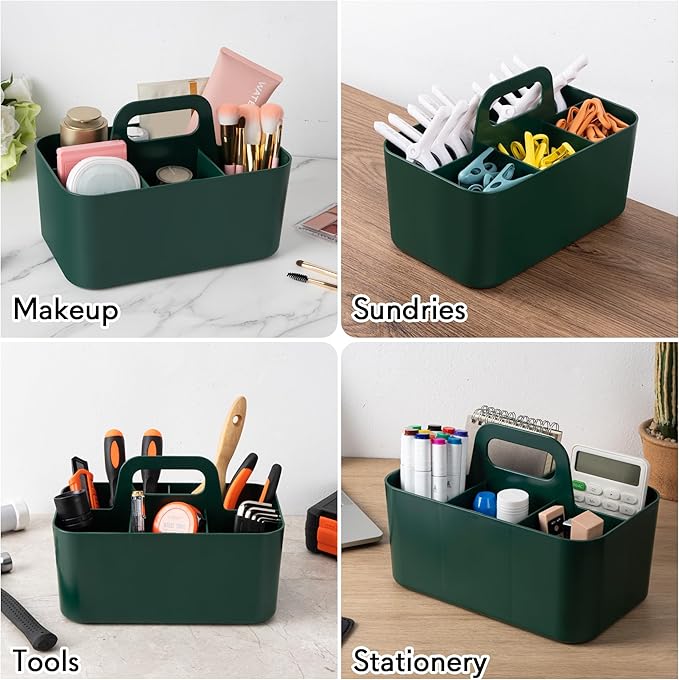 Tiawudi 2 Pack Caddy Organizer with Handle, Portable Plastic Caddy, Storage Organization for Cleaning, Bath, Makeup, Art, Craft, Stationery, Classroom and Office, Tote Organizer