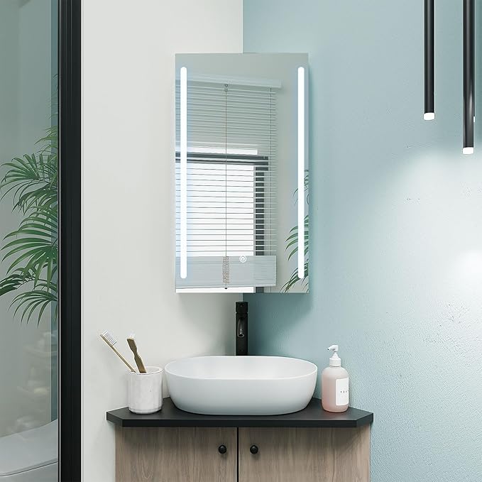 Corner Medicine Cabinet Mirror with Lights,Lighted Medicine Cabinet with Mirror,Led Mirror Cabinet for Bathroom,14x 24 Small Corner Wall Cabinet,White