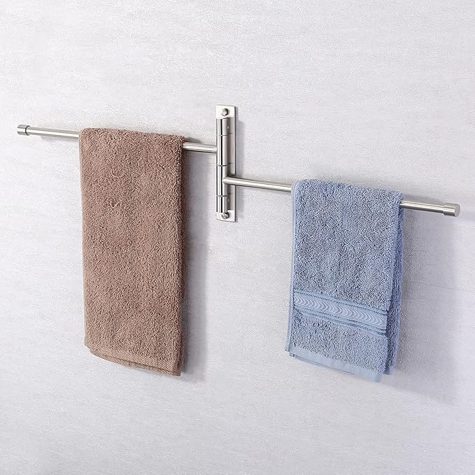 KES Bathroom Towel Bar 13.8 Inch Swing Mount Swing Out Arm Wall 2-Arm Towel Holder, SUS304 Stainless Steel Brushed Finish, A2102S2-2