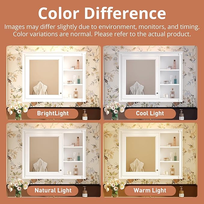 Merax Bathroom Medicine Cabinet with Mirror, 36" x 28" Wall Mounted Medicine Cabinet with Single Door and Shelves, Over The Toilet Mirrored Bathroom Storage Wall Cabinet