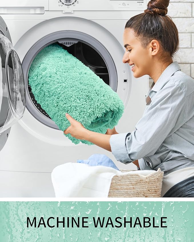 Toilet Rugs U-Shaped Mat 24x22, Contour Bathroom Mat - Ultra Soft & Absorbent Microfiber, Quick-Dry, Machine Washable with High Density Foam Latex Non Slip Backing, SpaBlue